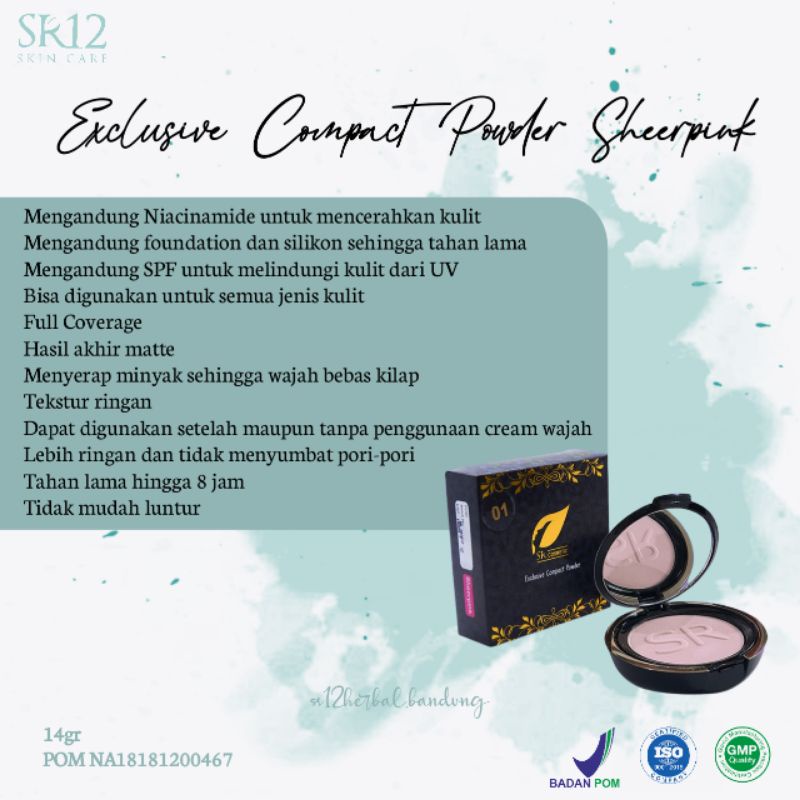 Bedak SR12 Compact Powder Tidak Mudah Luntur Whitening dan Glowing Tahan Lama Anti Air Bedak Foundat