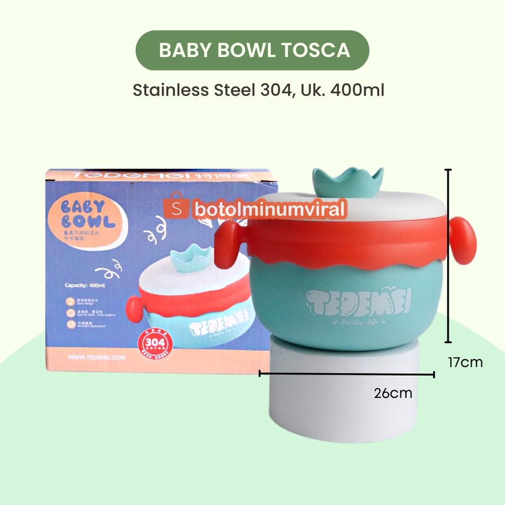 Baby Bowl Stainless Steel Insulation Warming Tedemei Feeding Cup MPASI