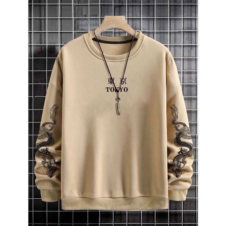Sweatshirt Basic TOKYO DRAGON II Sweater Crewneck Print DTF II Size M - XL Anak &amp; Dewasa ( Pria &amp; Wanita )