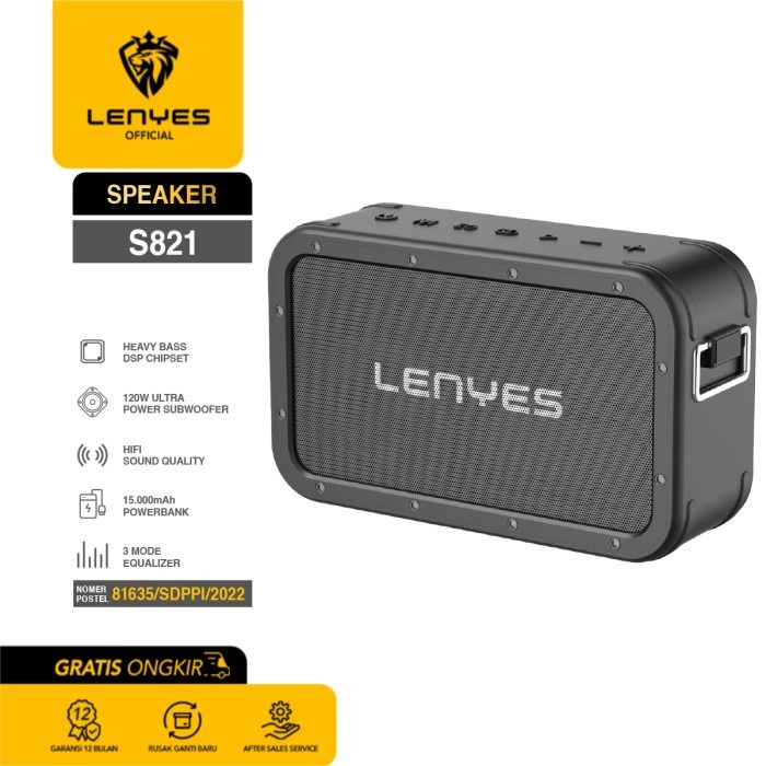 Lenyes Speaker S821 Wireless Bluetooth Speaker Waterproof 120W DSP Hi-Fi Heavy Bass