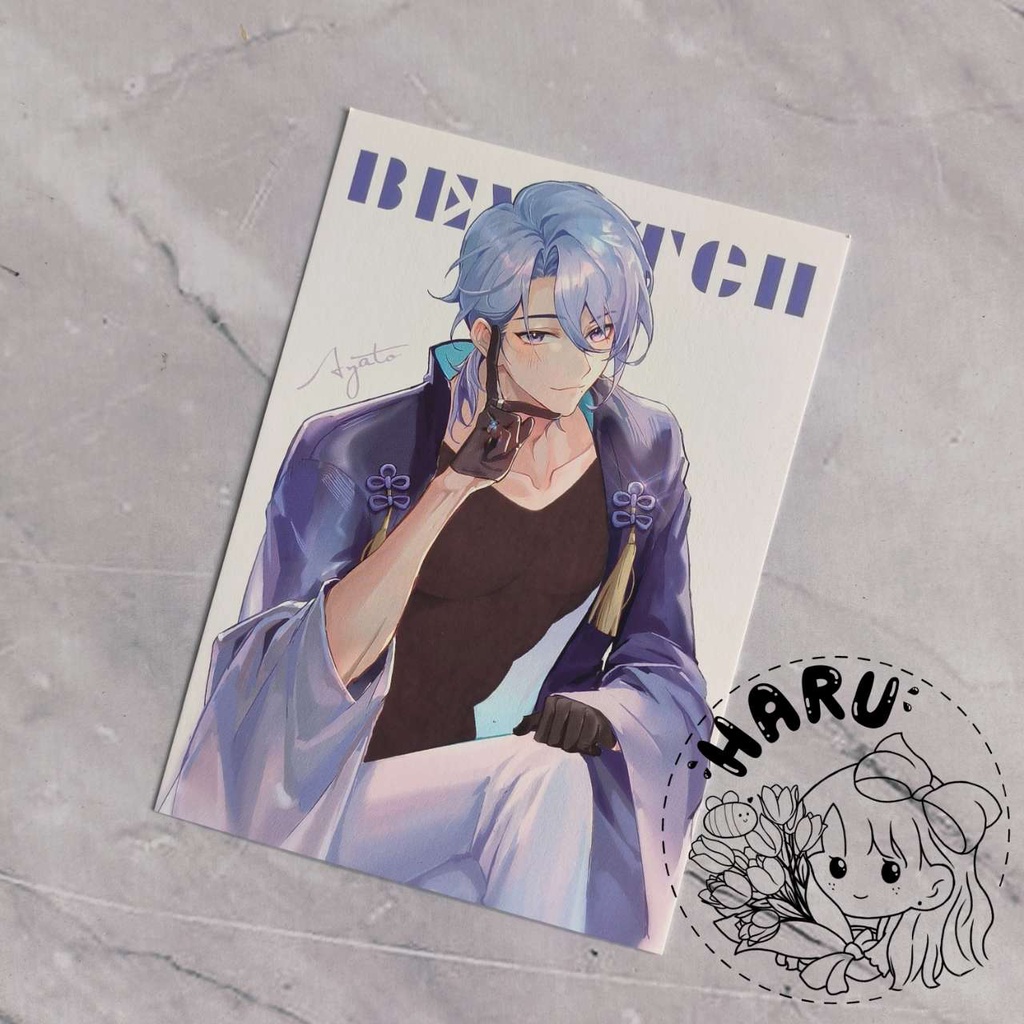 KAMISATO AYATO THERMAL POSTCARD GENSHIN IMPORT READY STOCK