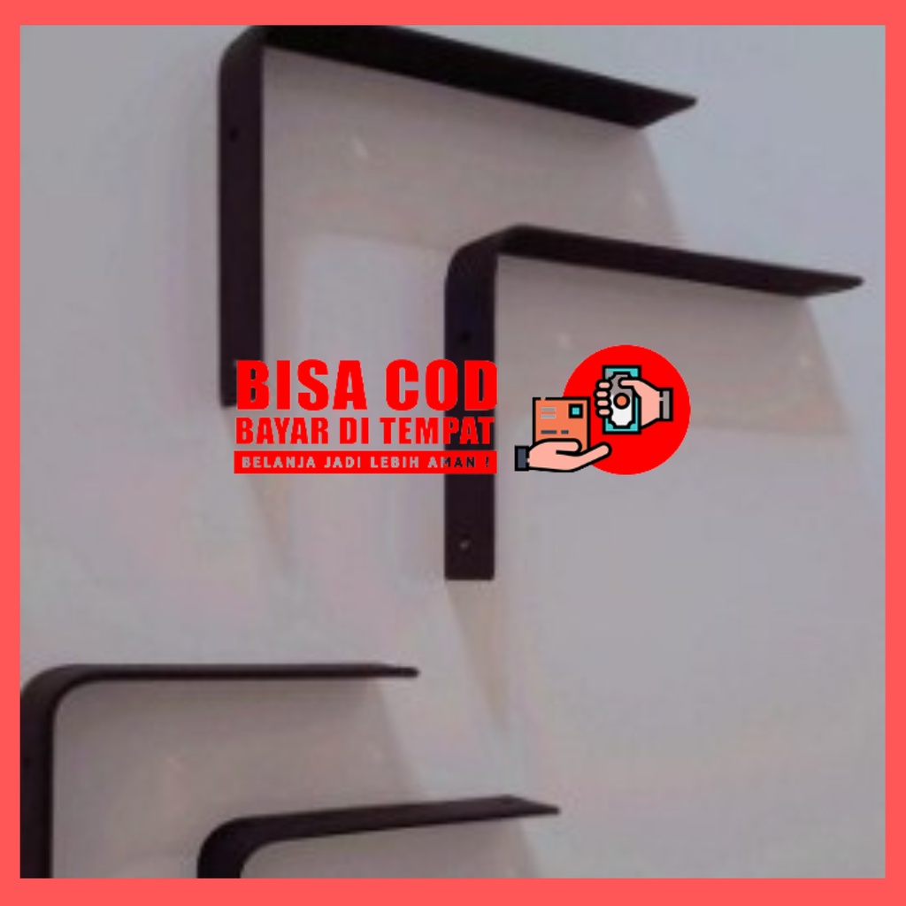 1 Pcs Siku Bracket Besi Kotak Rak Hambalan Papan Kayu / Braket Kokoh Floating Rack Dinding 2,5-5 CM 