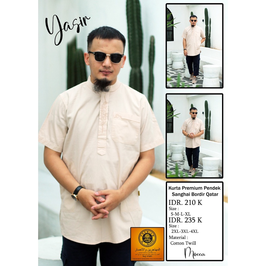 Kurta Qatar Bordir Kerah Shanghai Al Amwa Baju Muslim Pria Bordir