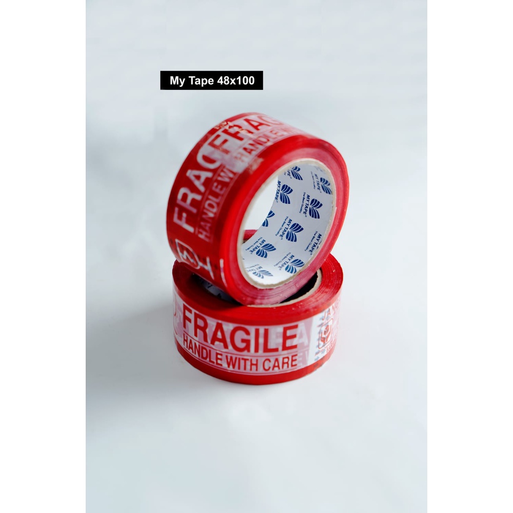 

Lakban MY TAPE fragile 48mm 100 yard merah putih