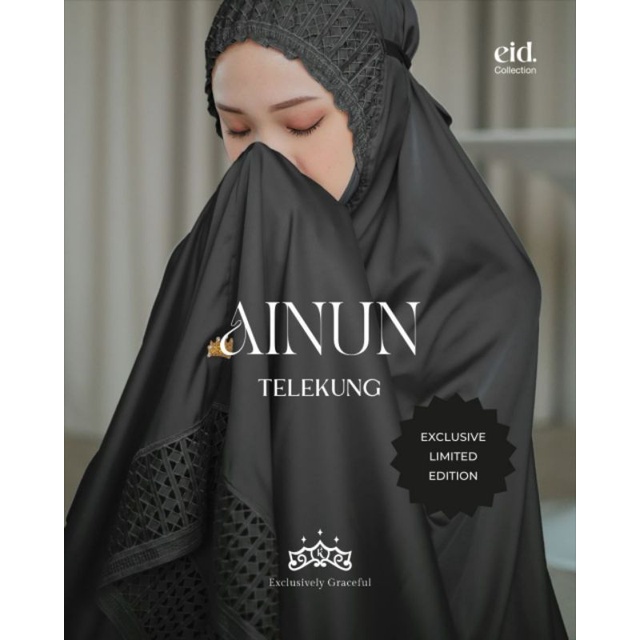 Telekung Ainun by Kazami mukena ori warna hitam