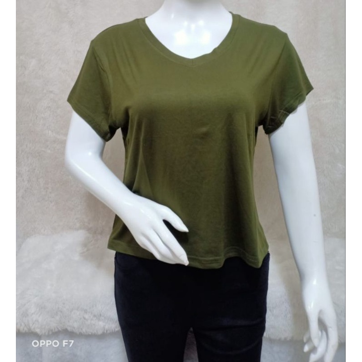 kaos crop V-XL Kaos wanita atasan wanita crop V neck XL kaos crop wanita