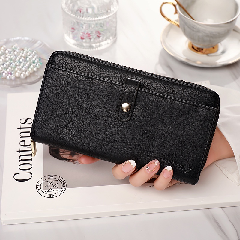 DOMPET PANJANG WANITA BRANDED KOREA RESLETING MUAT HP IMPORT KULIT JERUK FUJARA KEKINIAN SIMPLE BATAM MURAH KARTU UANG KOIN CEWEK REMAJA PREMIUM
