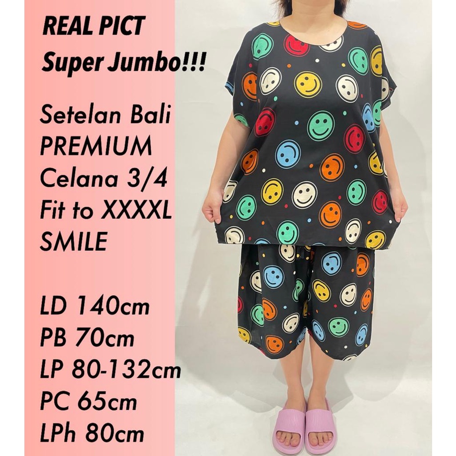 SETELAN BAJU BALI NECI SUPER JUMBOT 3/4 FIT TO 4XL REAL PICT 100KG MUAT!!!!KODE SMILE