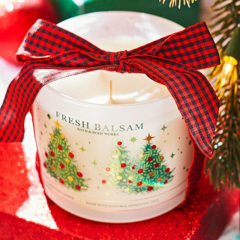 BATH &amp; BODY WORKS BBW FRESH BALSAM 3-WICK SCENTED CANDLE  411 G &amp; SINGLE 1-WICK SCENTED CANDLE 198 G LILIN WANGI 1 - 3 SUMBU PENGHARUM RUANGAN