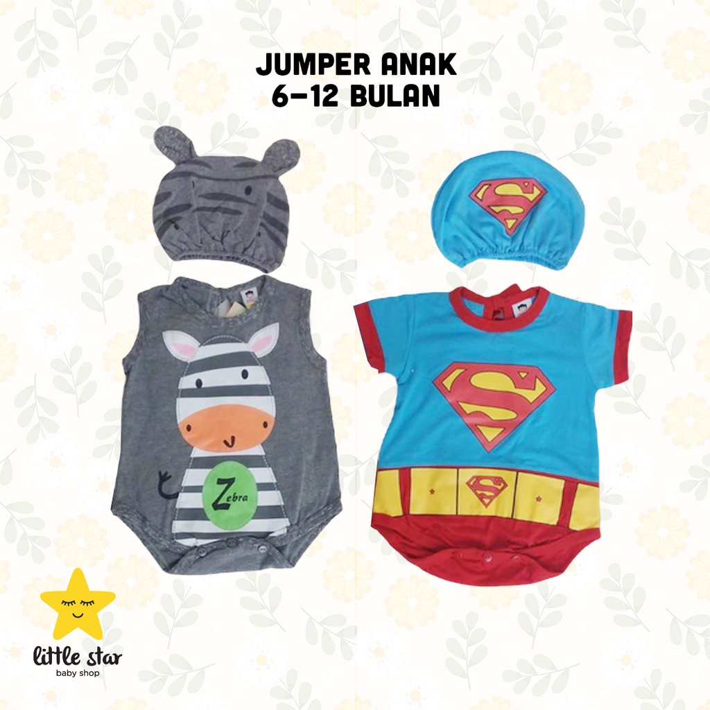 Oyuki Jumper Hewan Superhero Bayi Cowok | Set Bodysuit Bintang Bayi Laki Baby Boy