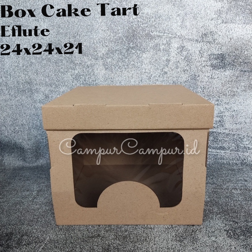 

Cake Box Tart Kardus Window Corugated Eflute Die cut ukuran 24x24x21 Untuk Hampers Kue Packing online