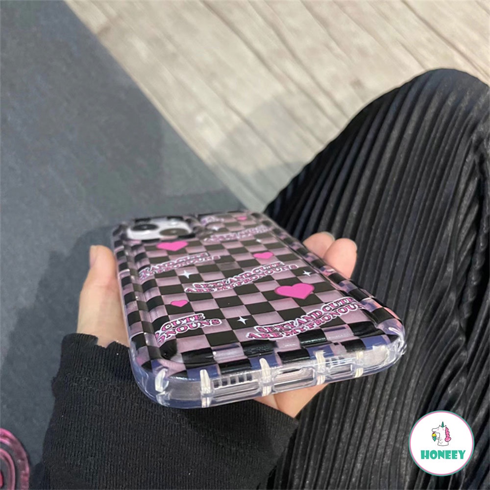 IPHONE Luxury Kisi Cinta Hati Charms Airbag Air Cushion Puff Phone Case Kompatibel Untuk Iphone14 13 12 11 Pro Max Shockproof Lembut TPU Back Phone Cover