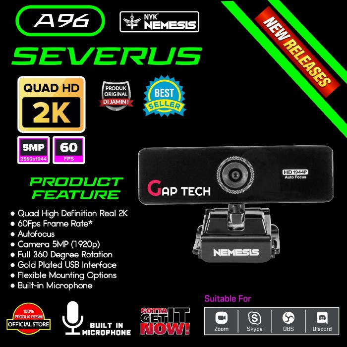Webcam Nyk Nemesis A96 / A 96 Severus Quad Hd Webcam With 60Fps 2K 5Mp