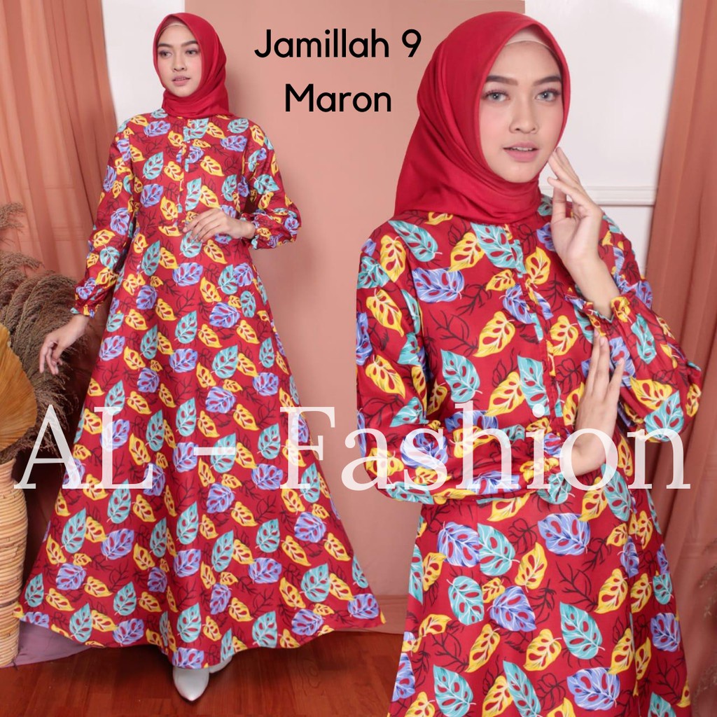 LS 483 - Maxy Dress Motif Homey Dress Gamis Wanita Muslim Katun Apel