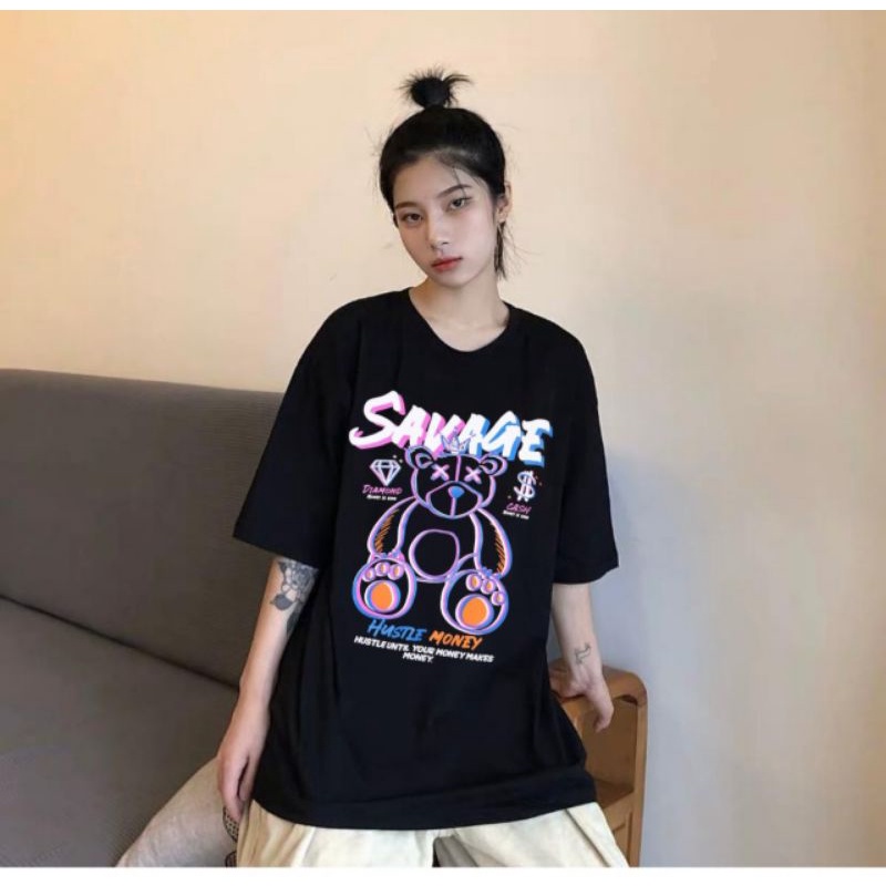 Kaos ovesize pria wanita/kaos streetwear oversize/oversize t shirt Savage Bear