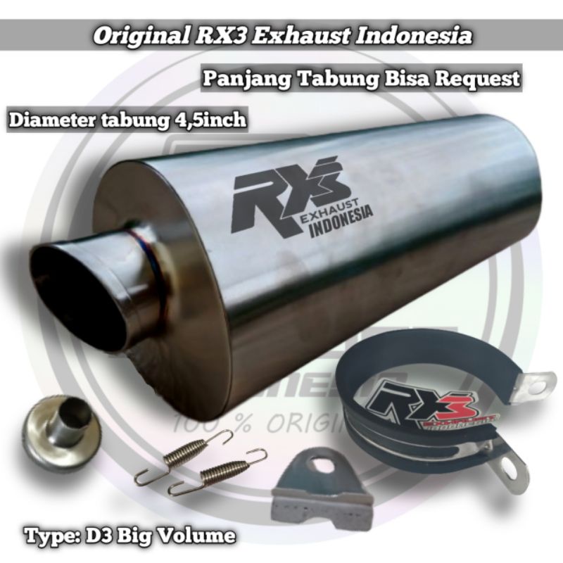 Knalpot Racing Original RX3 D3 Big Volume Oval Silincer Only Universal
