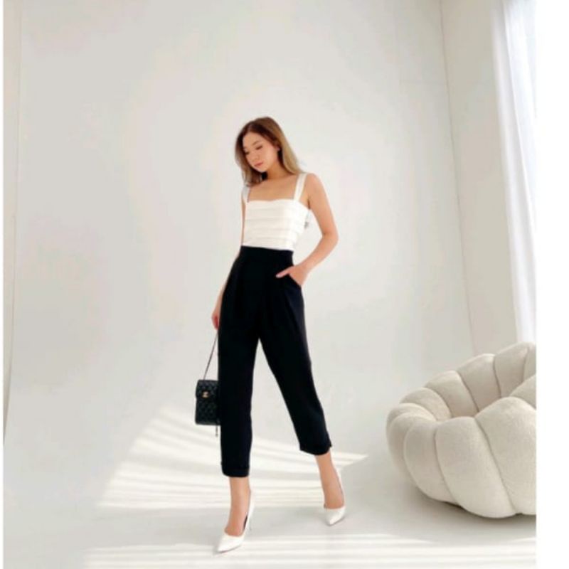 Won highwaist pants hitam size s celana panjang highwaist murah