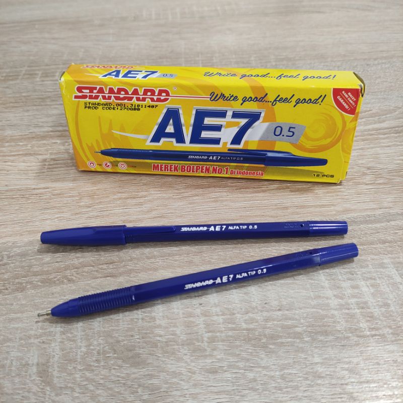 

Pulpen Ballpen Pena Standart AE7 Alfa Tip 0.5 Hitam Merah Biru