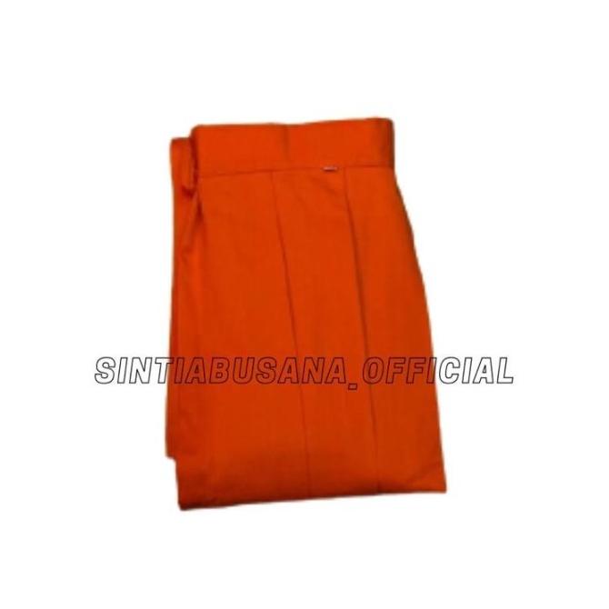 SERAGAM SEKOLAH ORANGE ROK PLISKET REMPEL PANJANG