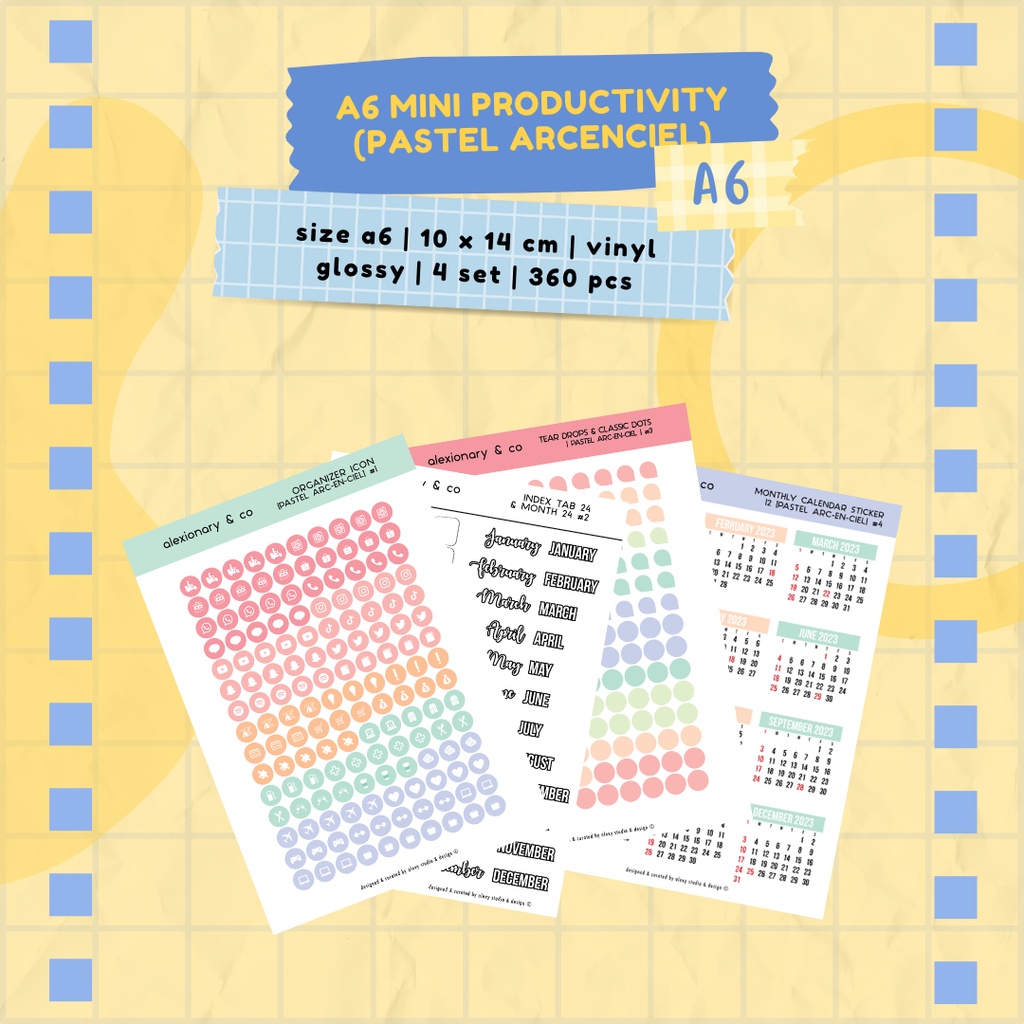 

Journal Planner Mini Productivity Sticker [Pastel Arcenciel] | A6 10 x 14 cm | stiker murah jurnal scrapbook planner deco cute