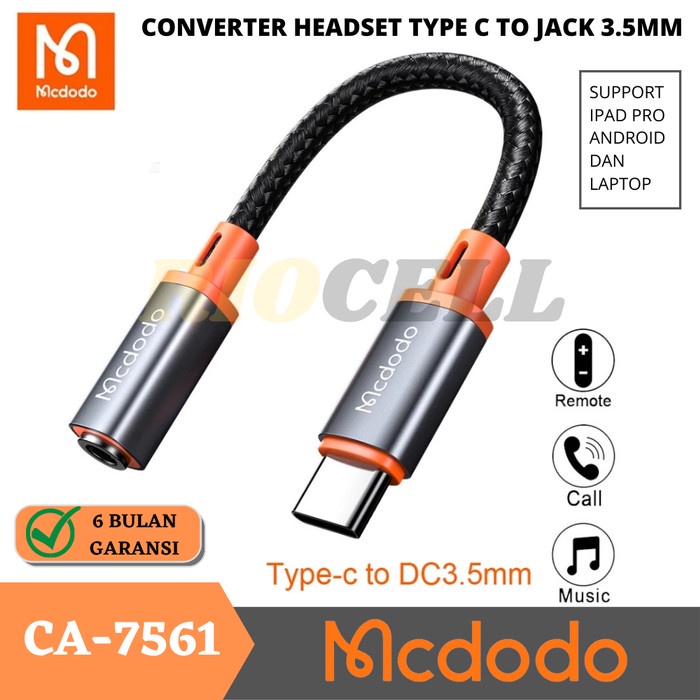 Kabel Mcdodo Audio Converter Ipad Mini 6 Type C To Jack 3.5Mm Headset / Jack
