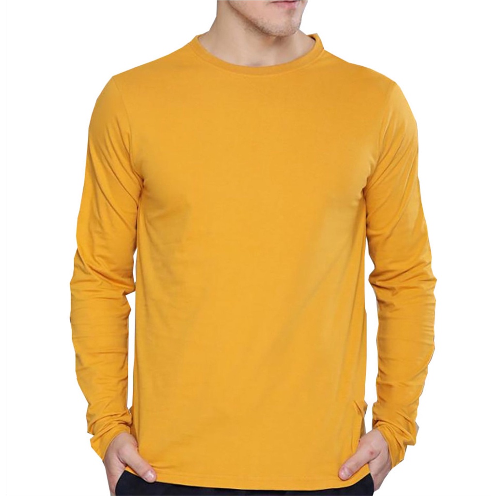 KAOS LENGAN PANJANG PRIA WANITA COTTON PREMIUM ROUND NECK REGULER FIT - KAOS POLOS PRIA LONGSLEEVE - Kaosindo