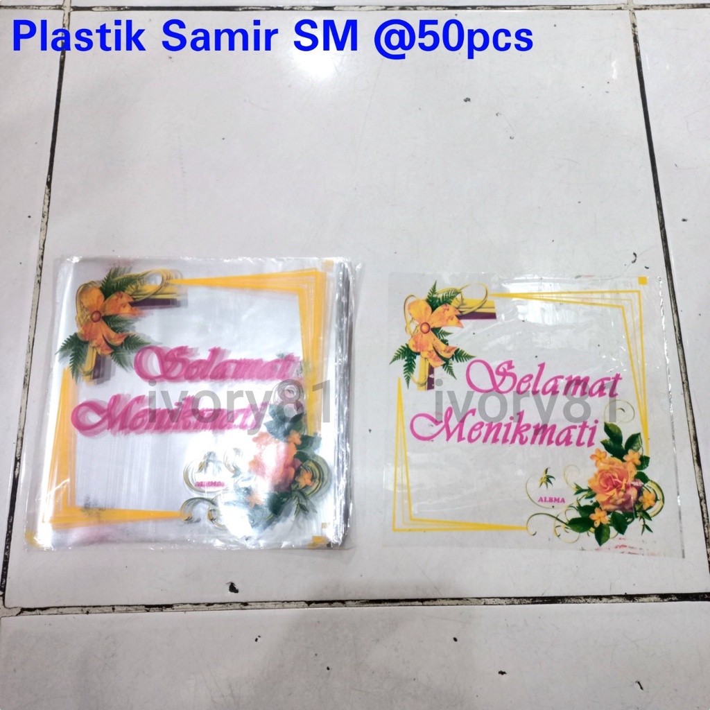 Plastik samir bening selamat menikmati 18x18 plastik samir kotak penutup nasi