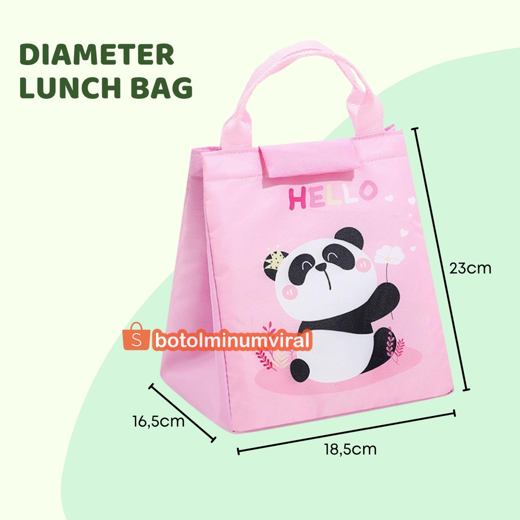 Tas Bekal Anak Karakter Lapisan Foil Lunch Box Cooler Bag Clip