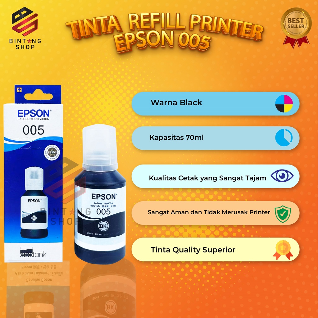 Tinta Epson 005 Black Tipe Printer M1100 M1120 M1140 M1180 M2140 M3140 M3170 M3180