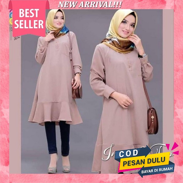 Long Tunik Remaja Kekinian Muslim Jumbo Bahan Flanel Samira Top Import By Valent Termurahh = Inna 2 