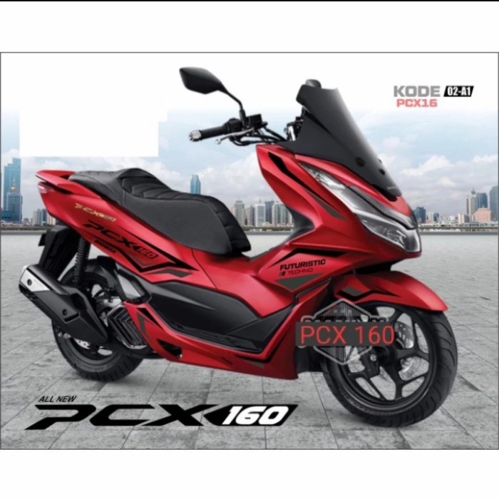TERLARIS | Striping Cutting Sticker new PCX 160 Motor merah Sticker blak - Futuristic