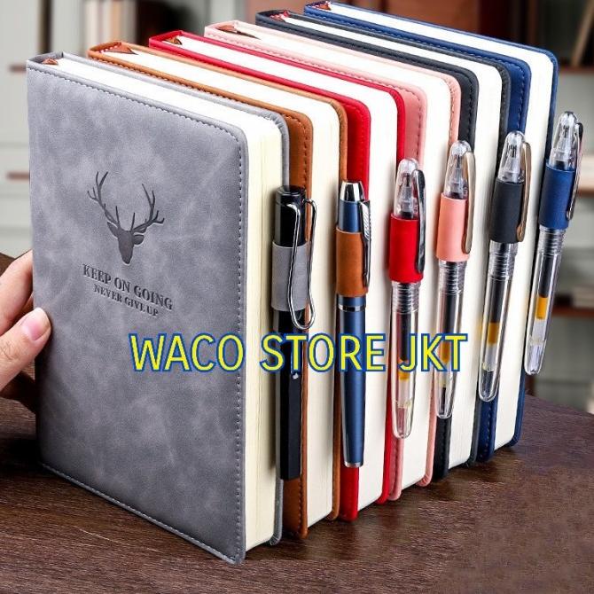 

Buku Catatan Kerja Kantor Bisnis Cover Kulit Agenda Notes Binder Tebal