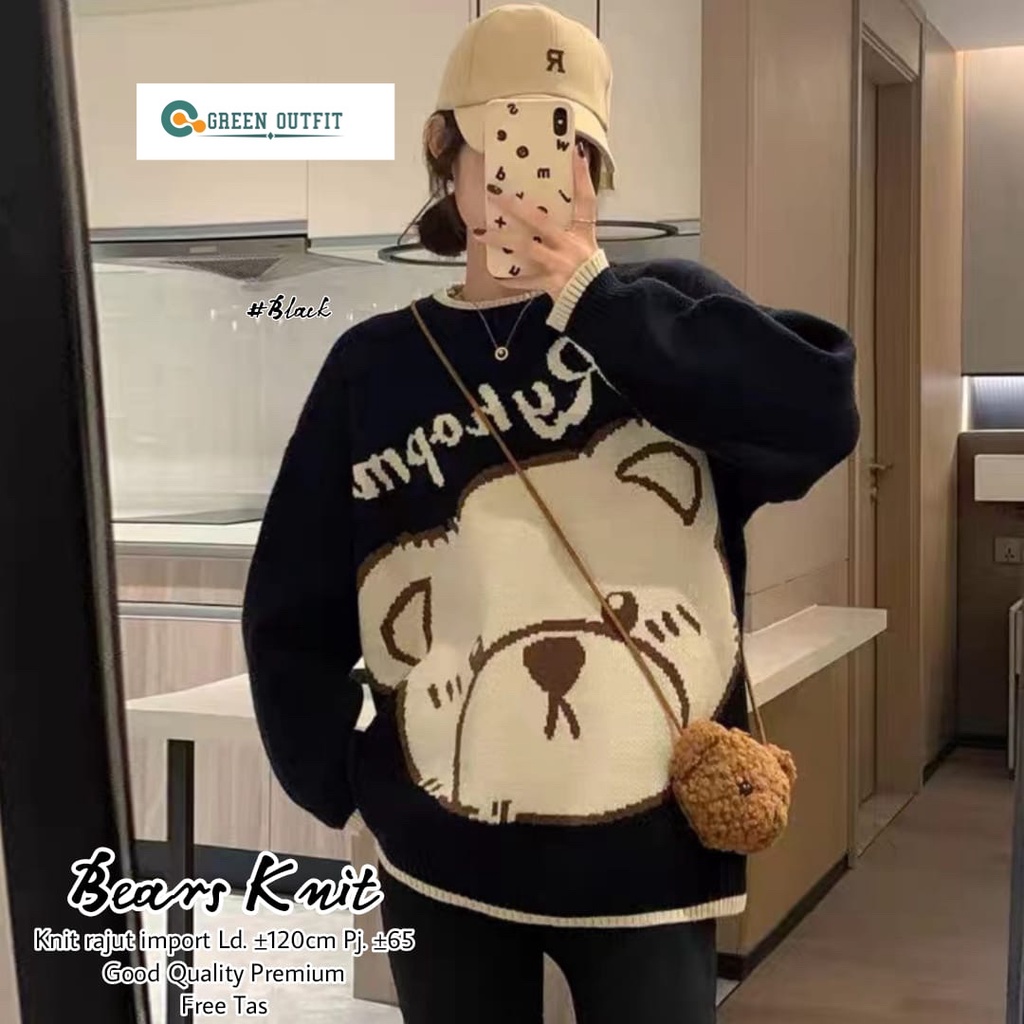 bear sweater atasan pakaian baju kaos import impor tebal adem melar ukuran size jumbo ld 120 xxxl ko