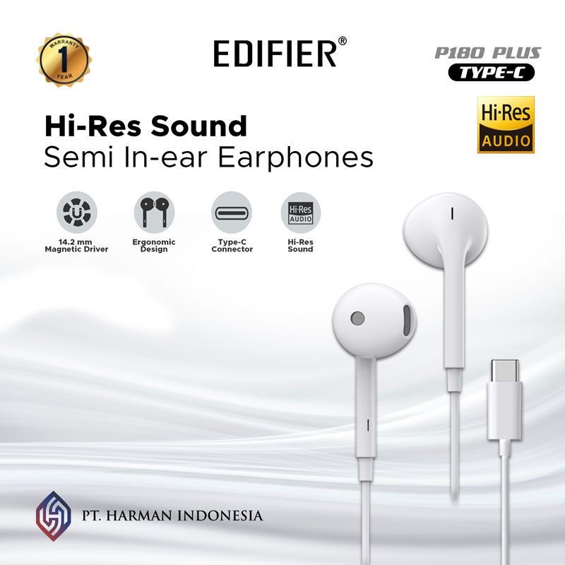 Edifier Earphone P180 PLUS USB-C Hi-Res Certification