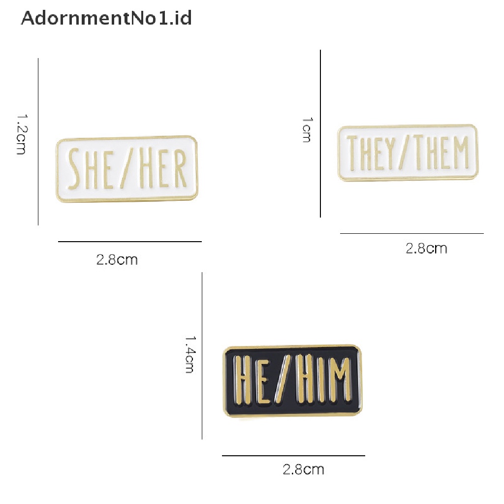 [AdornmentNo1] Kreatif Sederhana Pronouns Enamel Pin Hitam Putih SHE/HER Bros Kerah Pin Lencana Lucu Perhiasan Hadiah Untuk Teman [ID]