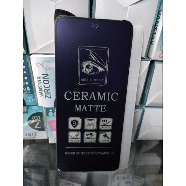 TG Tempered Infinix Hot 12 Hot 12 Play Note 12i Anti Gores Matte Ceramic Blue Ful Layar