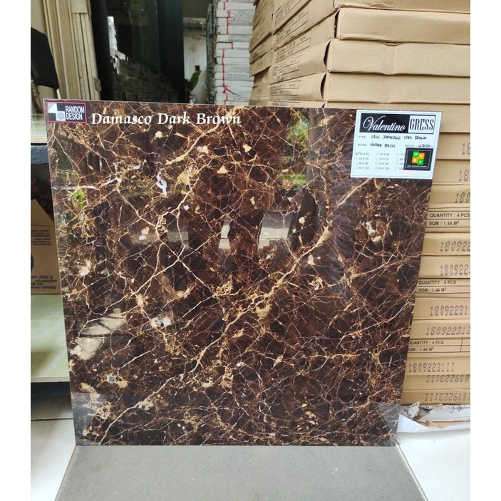 GRANITE LANTAI RUMAH 60X60,NEW DAMASCO DRAK BROWN/GLOSSY/VALENTINO GRESS/KW1