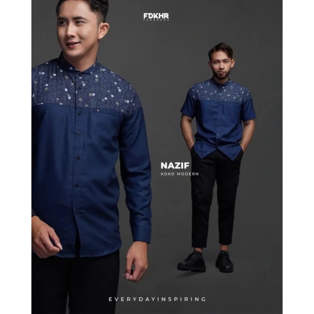 NAZIF | Fadkhera - Baju Koko Modern Pria Dewasa Lengan Pendek dan Lengan Panjang | NAZIF