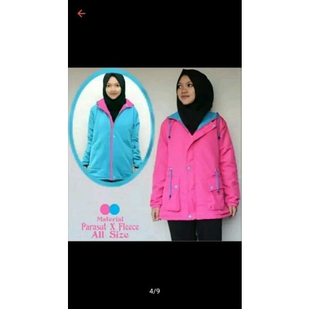 JAKET PARKA WANITA BIG SIZE BAGIAN HOODIE BISA DILEPAS DAN BOLAK BALIK