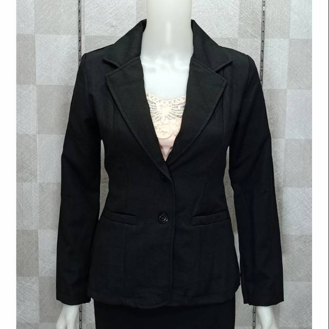 Outer Hitam Formal Kerja Kantor Wanita Navy 2L A1K8 korea kekinian tebal kondangan   motif kekinian 