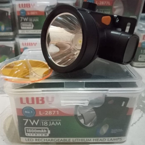 LUBY L-2871 SENTER KEPALA LED 7W murah berkualitas ( COD ) headlamp super Terang camping Rechargeable Free Lensa Kuning cahaya Putih