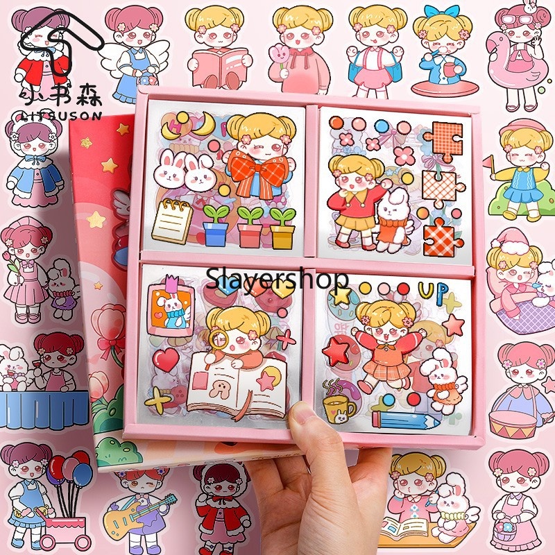 

ins hottest 100 Lembar Stiker Kartun Lucu Beruang Kelinci Scrapbooking DIY Serpihan Alat Tulis Dekoratif