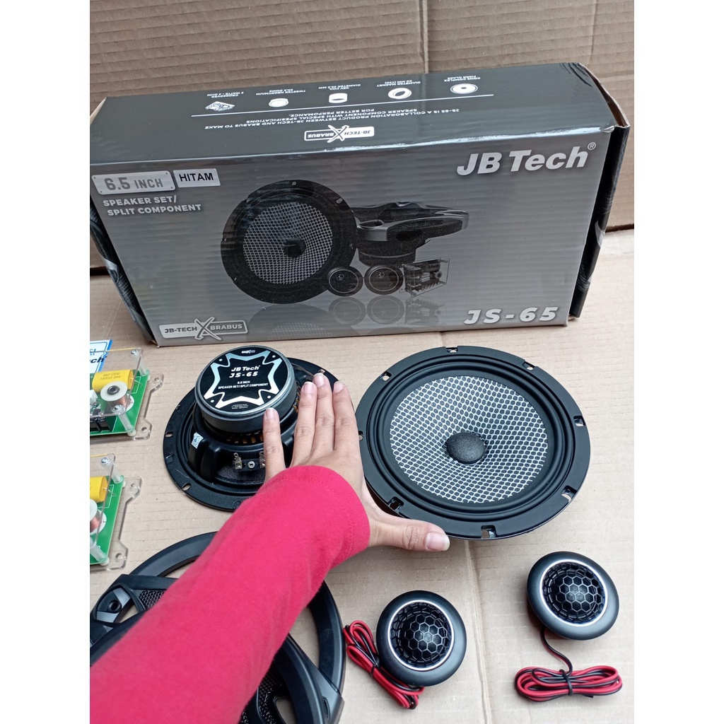 Speaker Split 2-Way Component System JB-TECH x BRABUS JS-65 6.5 Inch speaker mobil / speaker split 2 way / tweeter speaker mobil 1 Set Audio Pintu Mobil