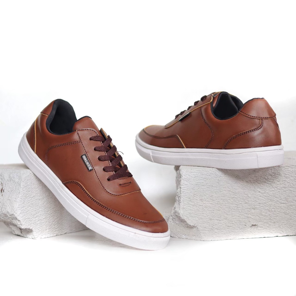 BARKLEY X Sepatu Formal Pria Sneakers Casual Kerja Sekolah Hitam Kulit Asli Original Fashion Trandy 2023