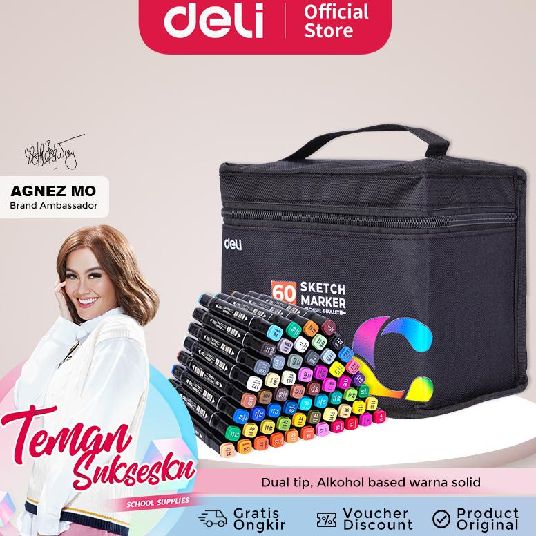 

[PRODUK 0M80E] Deli Sketch Marker 2 Tip E70806 VF8