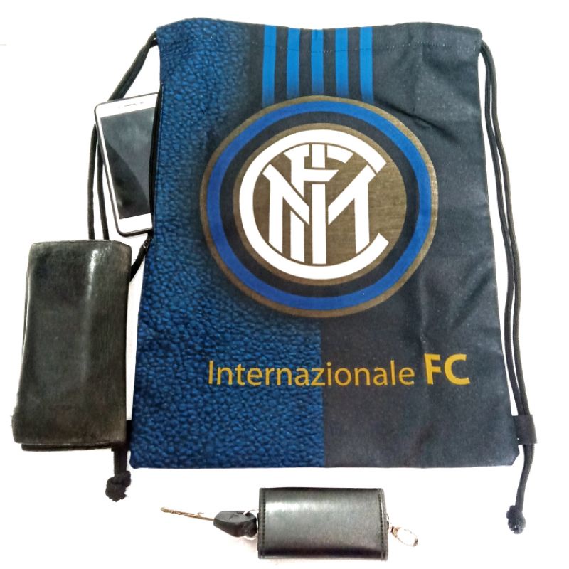 Tas Serut Futsal Sepak Bola Gymsack Stringbag Tas Gymsack Tas Serut Inter Milan Tas Olah Raga