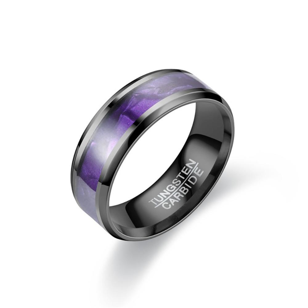 Timekey 8mm Fashion Cincin Baja Titanium Bertatahkan Abalone Shell Pernikahan Band Hitam Perhiasan Untuk Wanita Pria Klasik Pasangan Rings Unisex Aksesoris C4V1