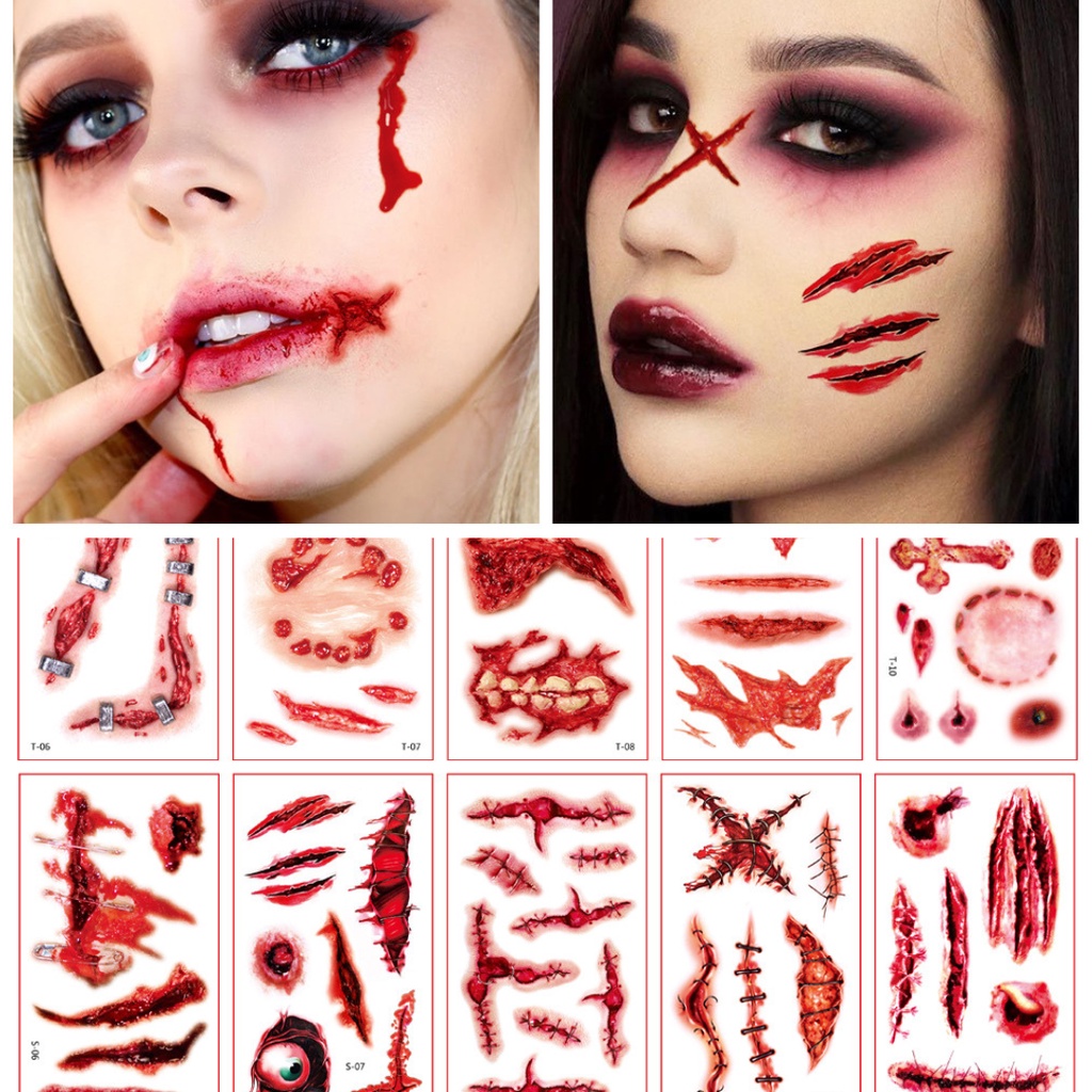 Stiker Tattoo Scar for Hallowen Besar | Tato Temporer | Waterproof