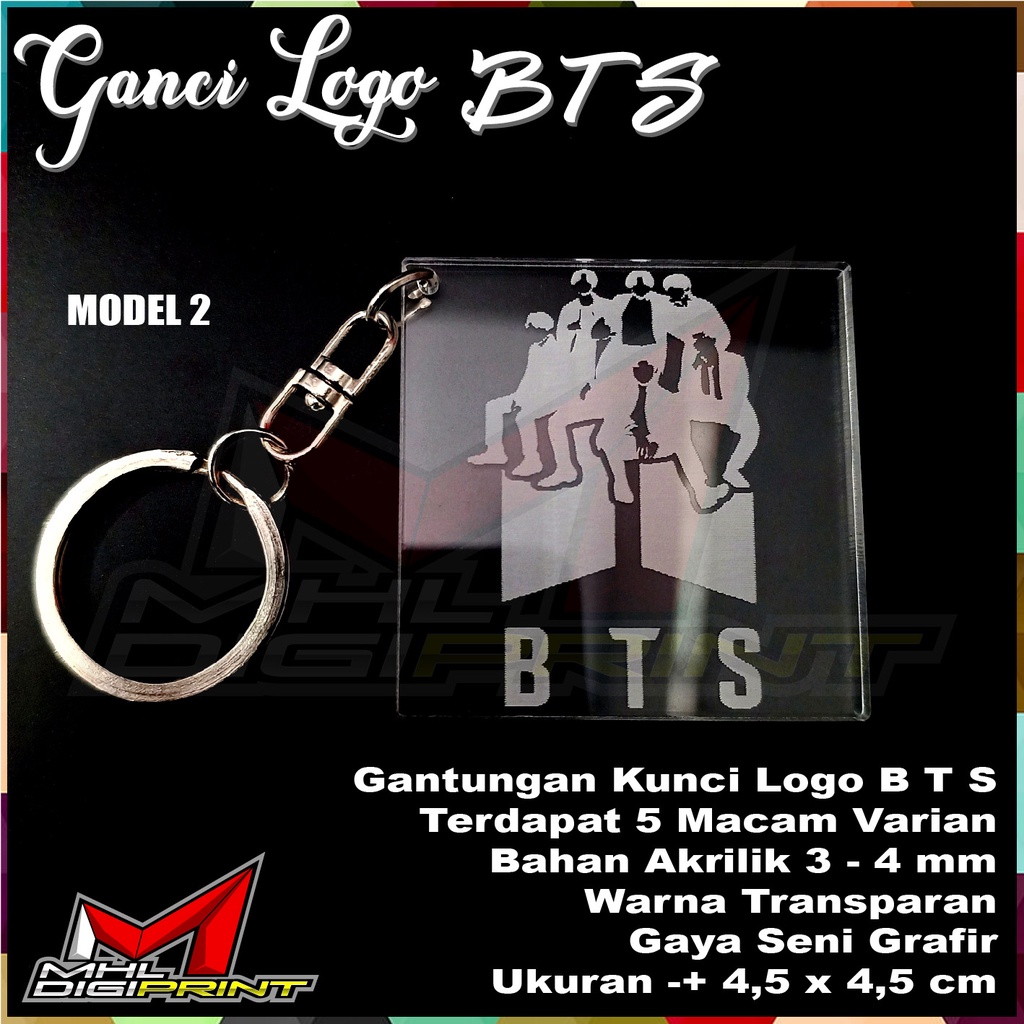 GANTUNGAN KUNCI AKRILIK LOGO BTS - GANCI BTS - SEHARI JADI - TANPA MINIMAL ORDER - GANTUNGAN KUNCI BTS