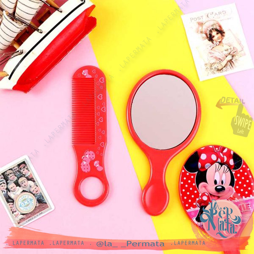 Sisir Cermin Set Mini Motif Karakter Kartun Lucu - LPM Shop